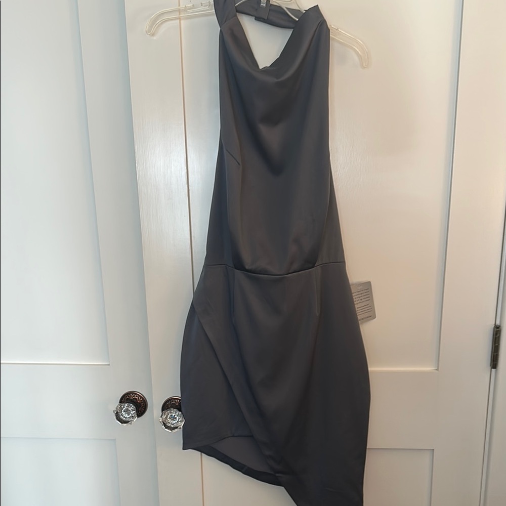 Current/Elliott Gray Asymmetrical Halter Bodycon Dress